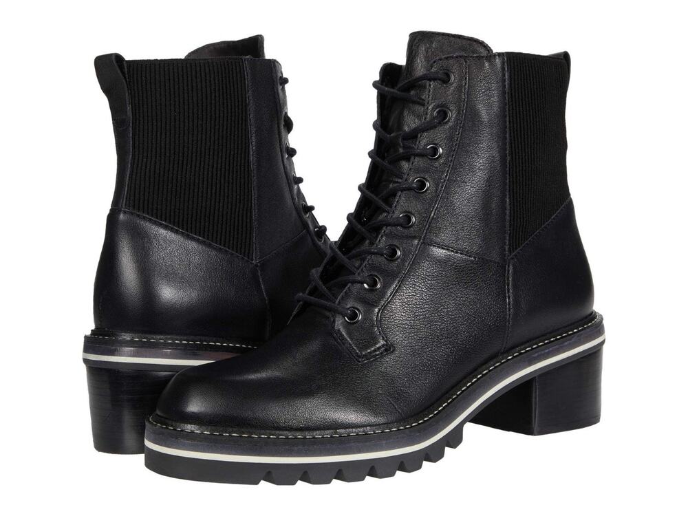 Bernardo Selena Women's Heeled Boot Veg Tubled Calf/Black Ribbed Gore 9.5 M